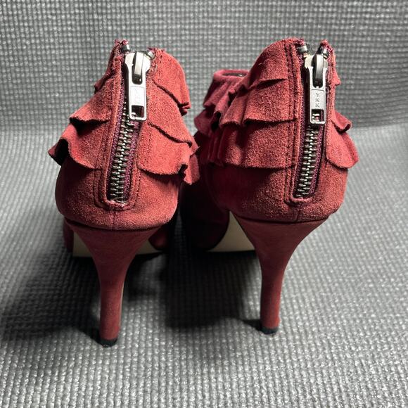 Kelsi Dagger Dorothy Booties Womens Size 8.5 Pink‎ Suede Leather Ruffle Stiletto - Picture 5 of 9